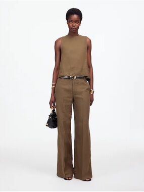 Madewell Zoe Linen Wide-Leg Pants P0 Safari Khaki